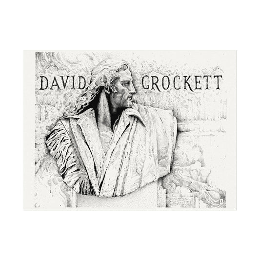 Textured Watercolor Matte Posters of David Crockett - Historical Art for Home Decor