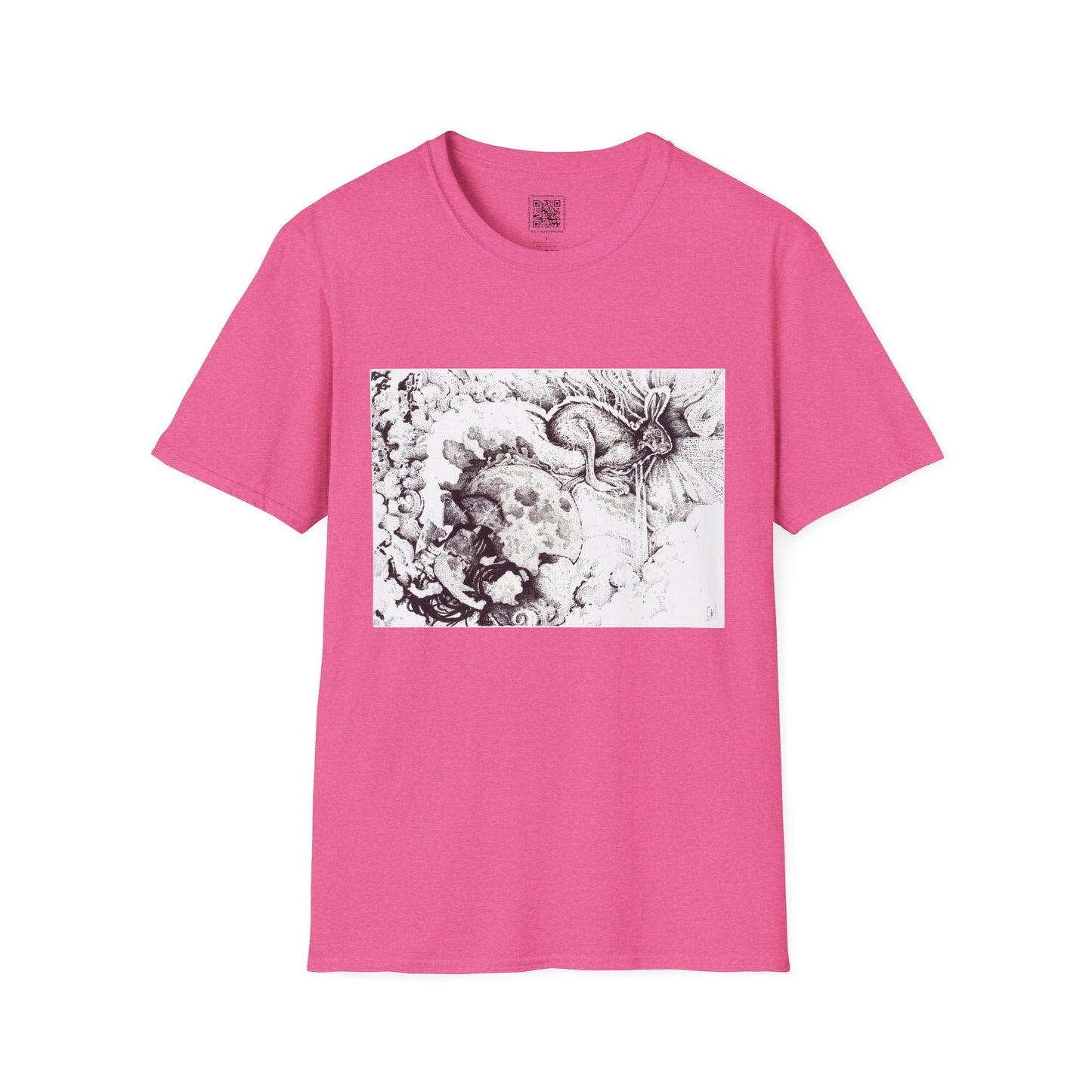 Moon Rabbit Unisex Softstyle T-Shirt - Celestial Design for Creative Souls