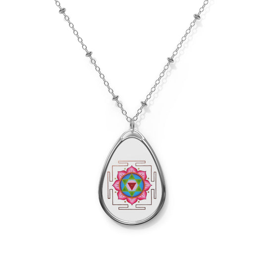 Spiritual Oval Necklace with Mandala Design