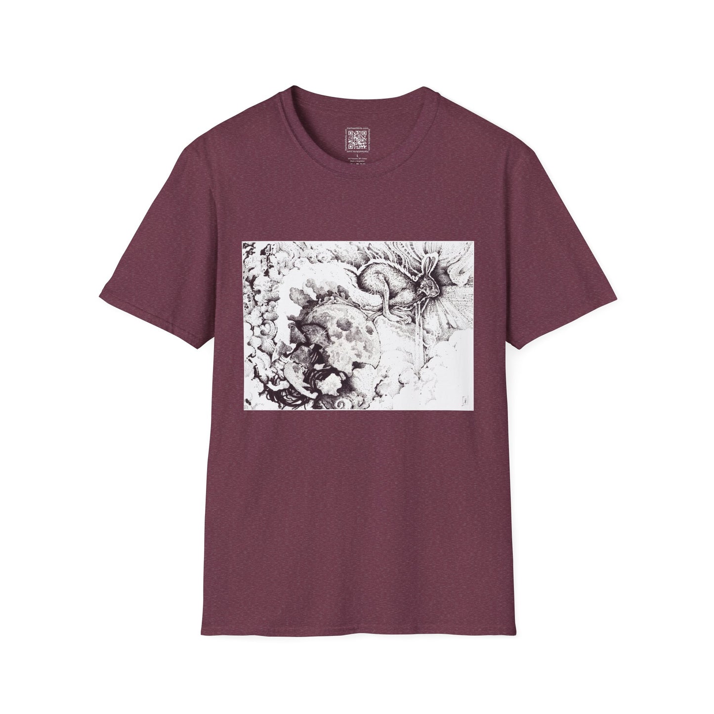 Moon Rabbit Unisex Softstyle T-Shirt - Celestial Design for Creative Souls