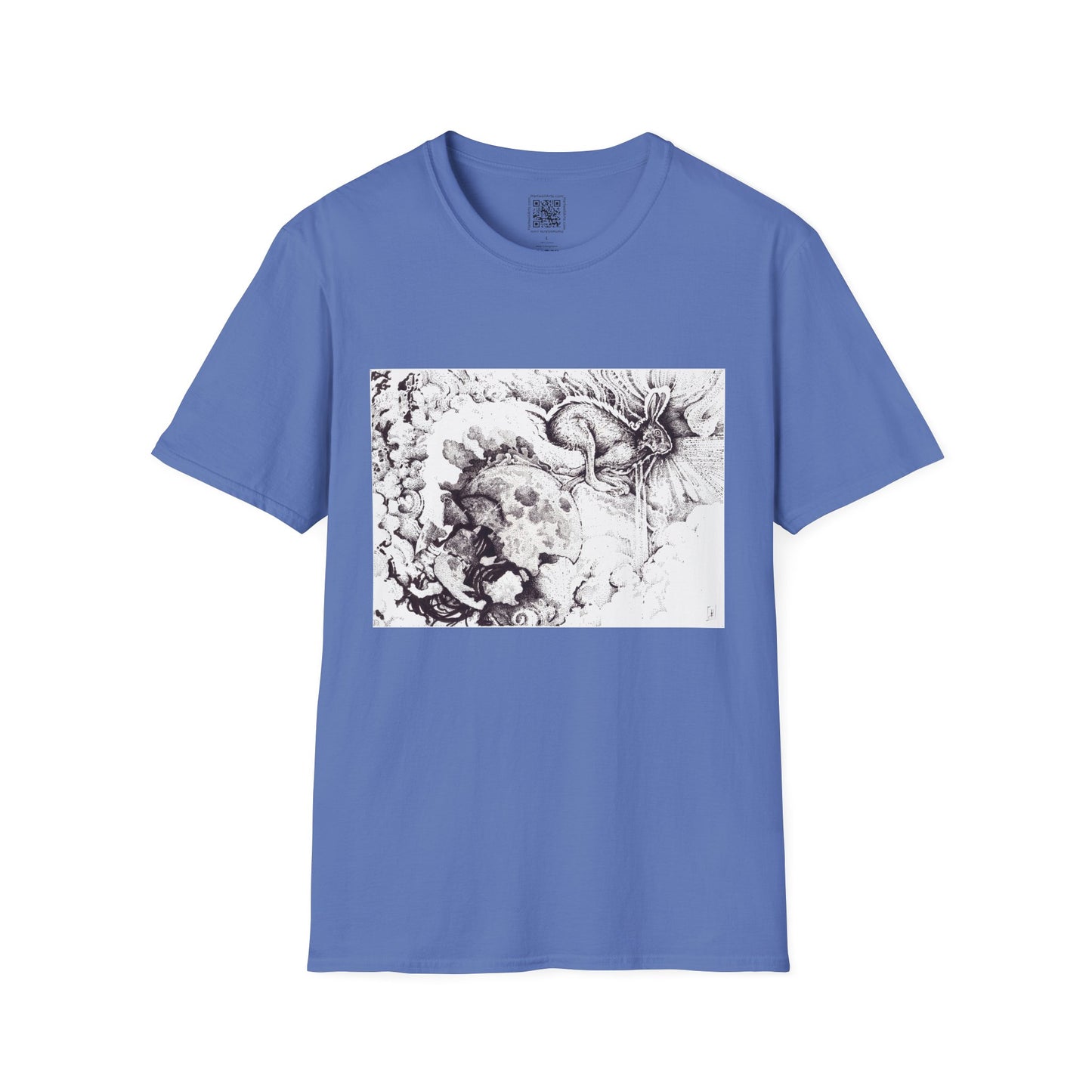 Moon Rabbit Unisex Softstyle T-Shirt - Celestial Design for Creative Souls