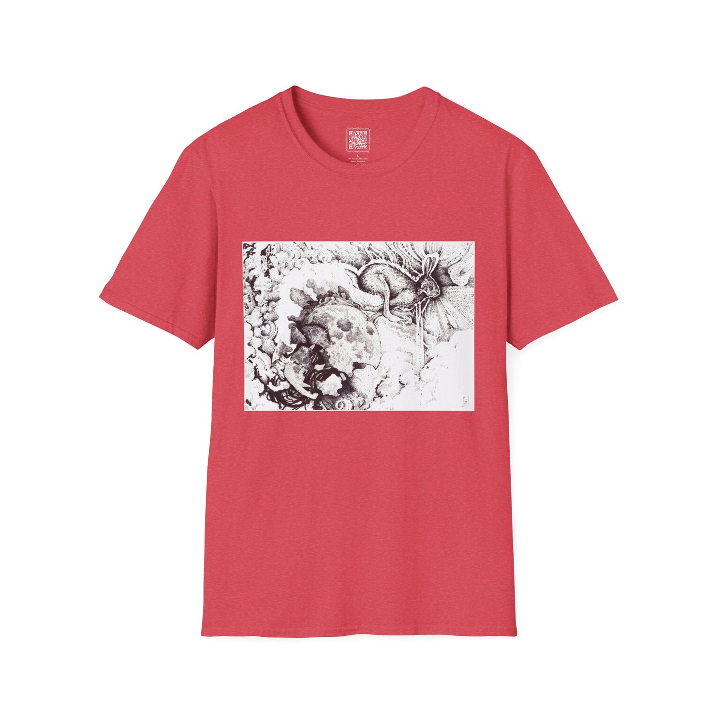 Moon Rabbit Unisex Softstyle T-Shirt - Celestial Design for Creative Souls