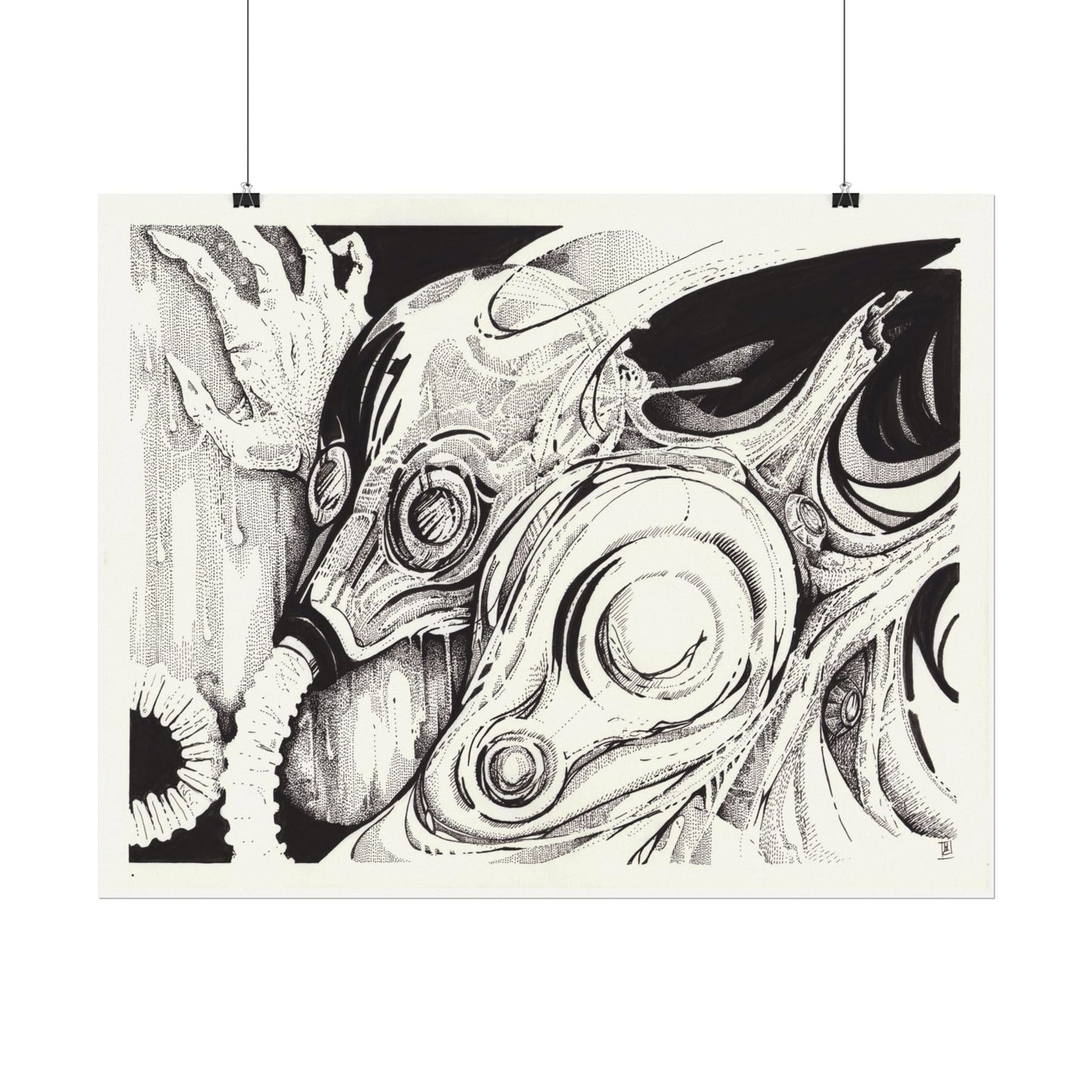 Covid Apparatrus Textured Watercolor Matte Poster Art Print, Abstract Decor, Modern Wall Art, Unique Gift, Home Aesthetic