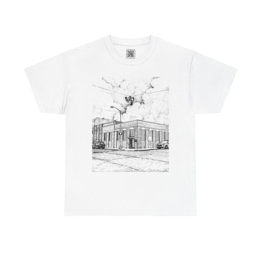 The View from Cotton's (High and Eaton) Unisex Heavy Cotton Tee - Urban Sketch Design