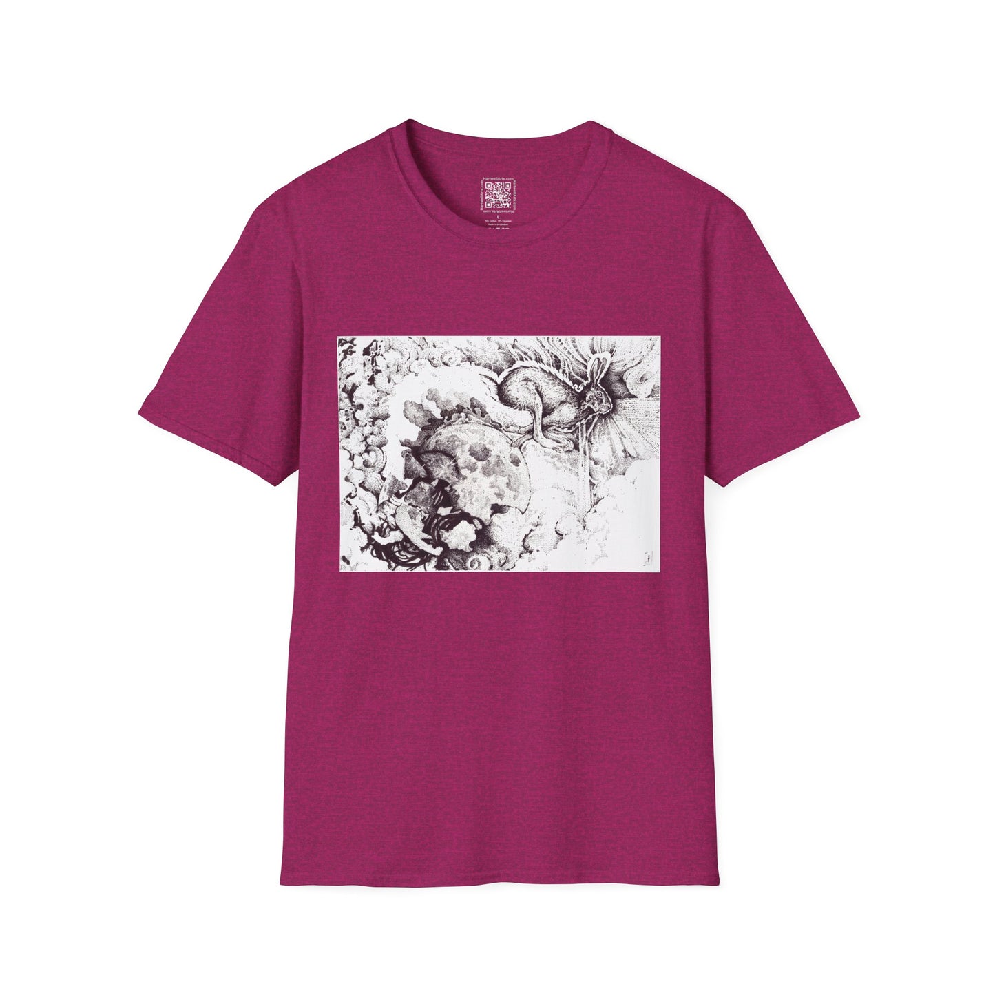 Moon Rabbit Unisex Softstyle T-Shirt - Celestial Design for Creative Souls