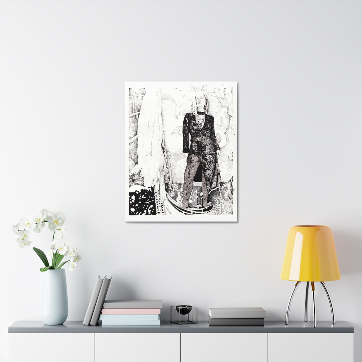 Noire Artistic Stretched Canvas Print, Modern Wall Decor, Black and White Artwork, Home Decor, Unique Gift Idea