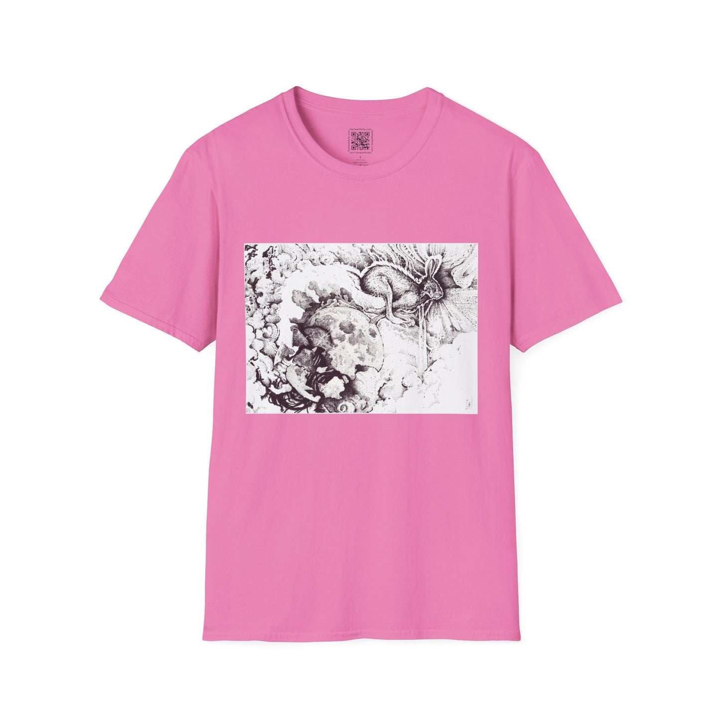 Moon Rabbit Unisex Softstyle T-Shirt - Celestial Design for Creative Souls