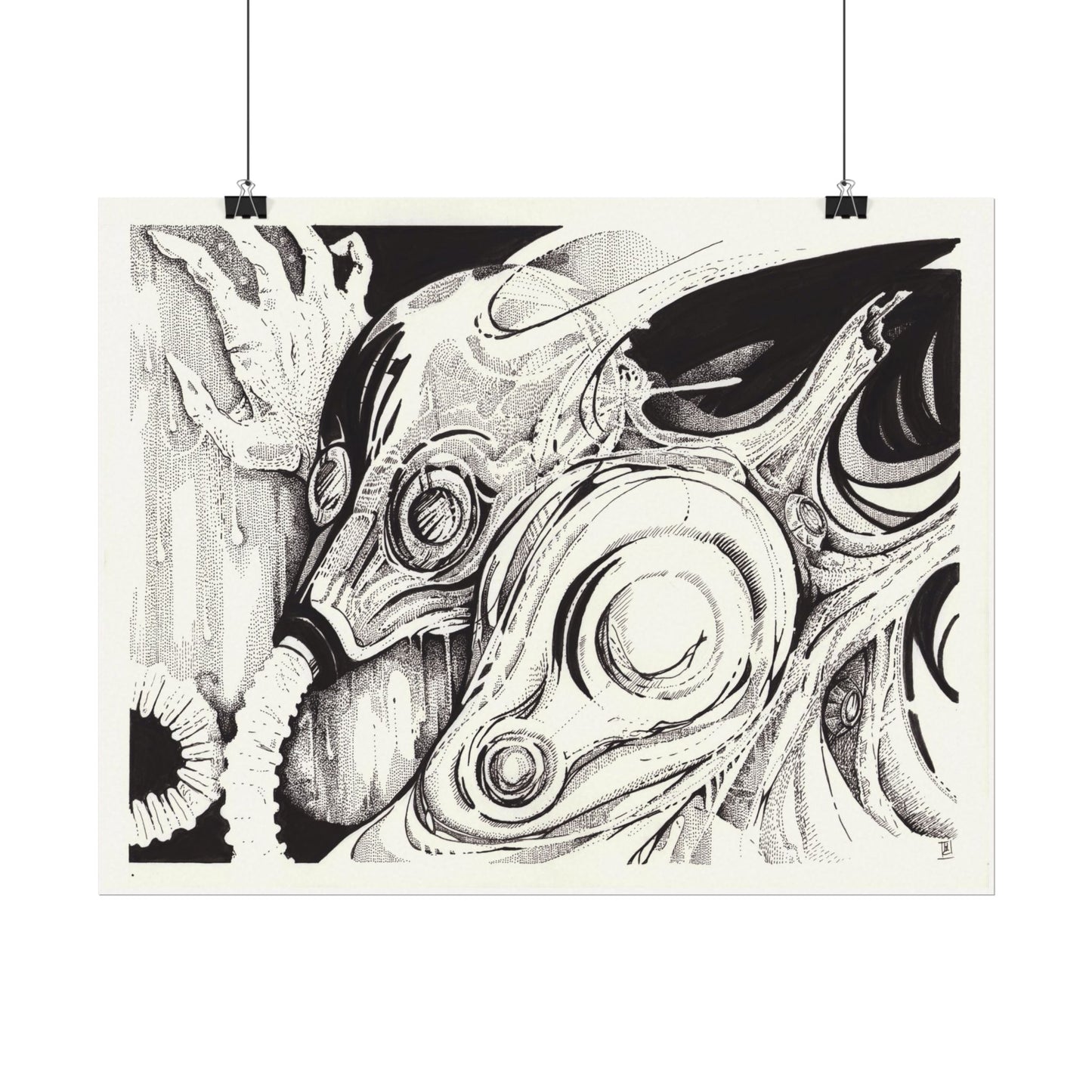Covid Apparatrus Textured Watercolor Matte Poster Art Print, Abstract Decor, Modern Wall Art, Unique Gift, Home Aesthetic