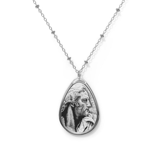 Elegant Oval Pendant Necklace - Timeless Silver Jewelry for Special Occasions