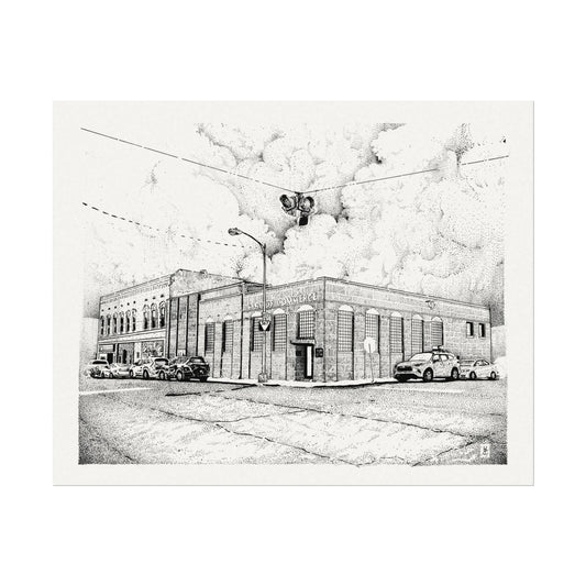 Vintage Cityscape Art Poster - Textured Watercolor Design