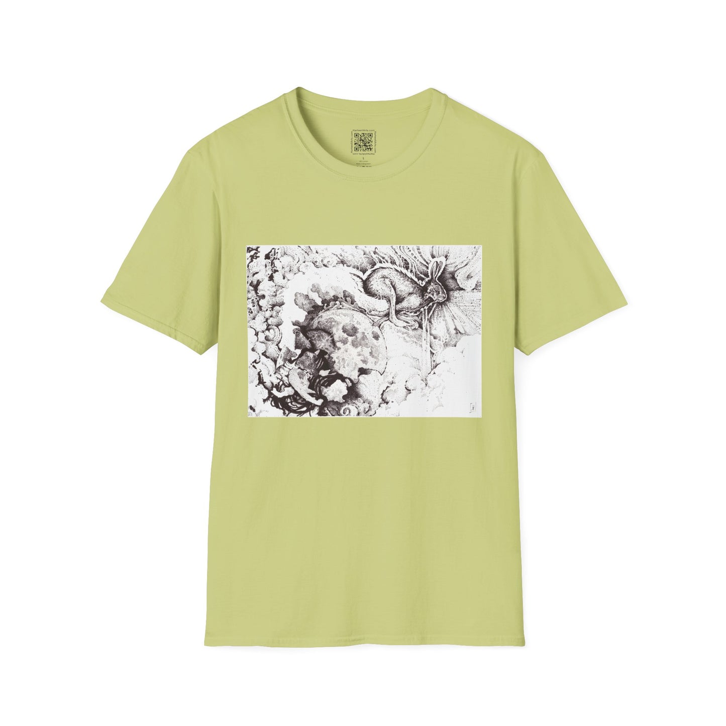 Moon Rabbit Unisex Softstyle T-Shirt - Celestial Design for Creative Souls