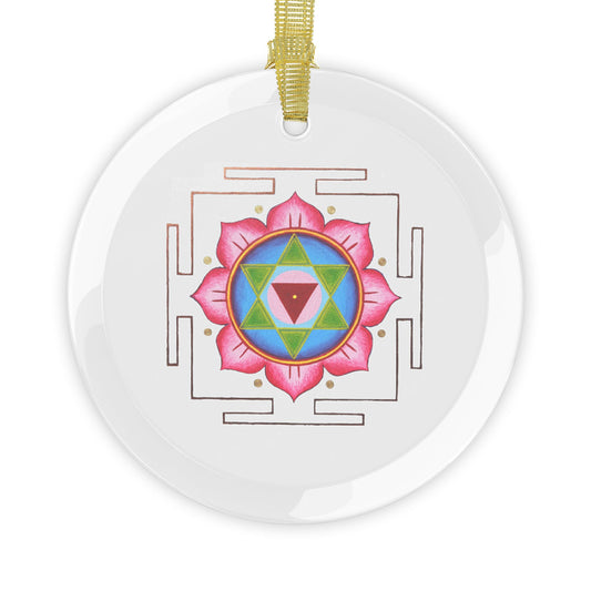 Meditative Mandala Glass Ornaments - Spiritual Holiday Decor - Lotus Flower Design