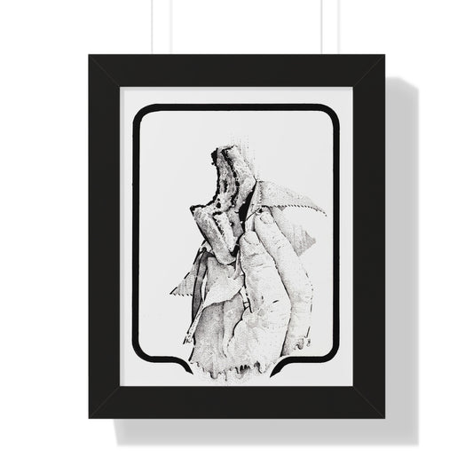 Framed Vertical Poster- Hand Holding an Ice Cream Sandwich Illustration