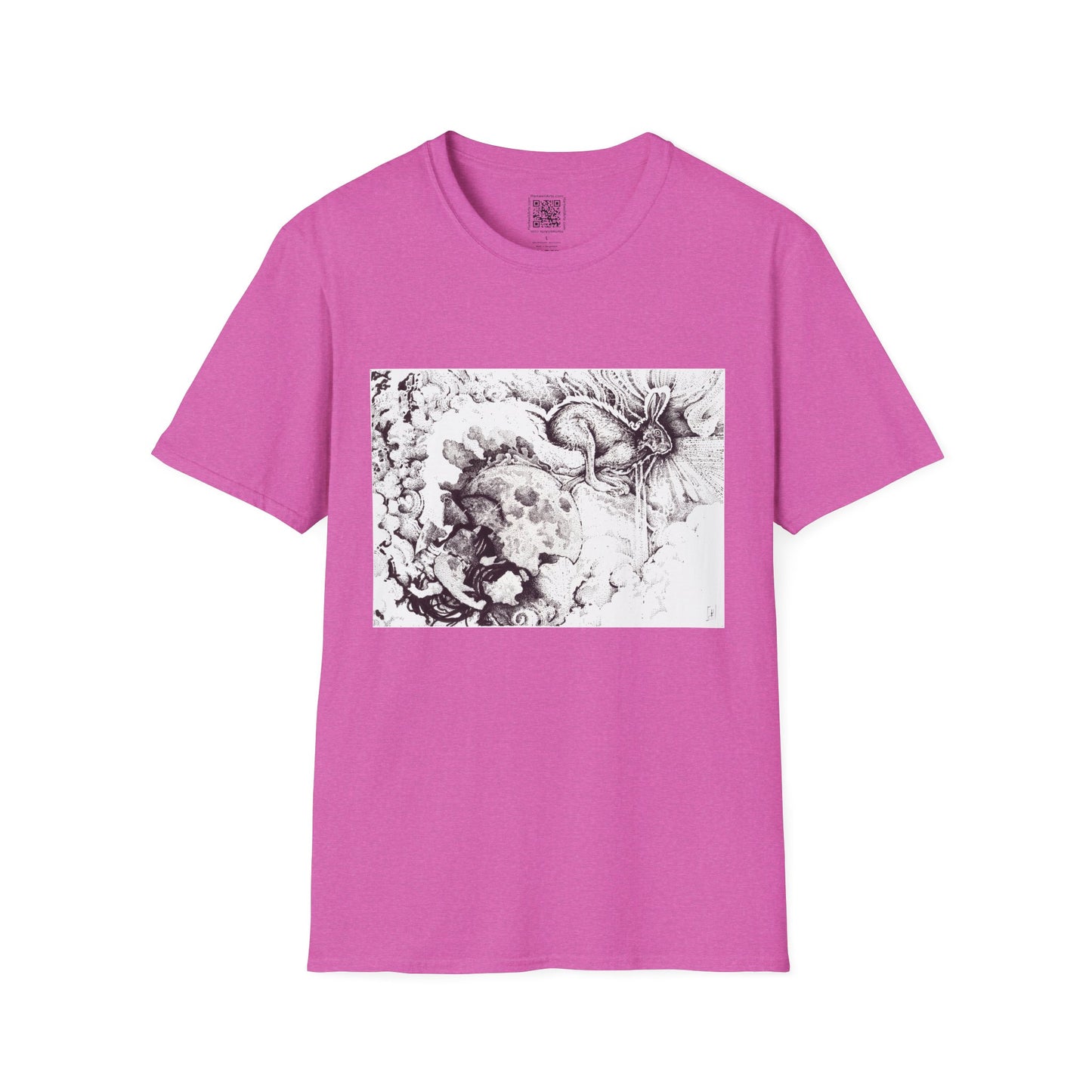 Moon Rabbit Unisex Softstyle T-Shirt - Celestial Design for Creative Souls