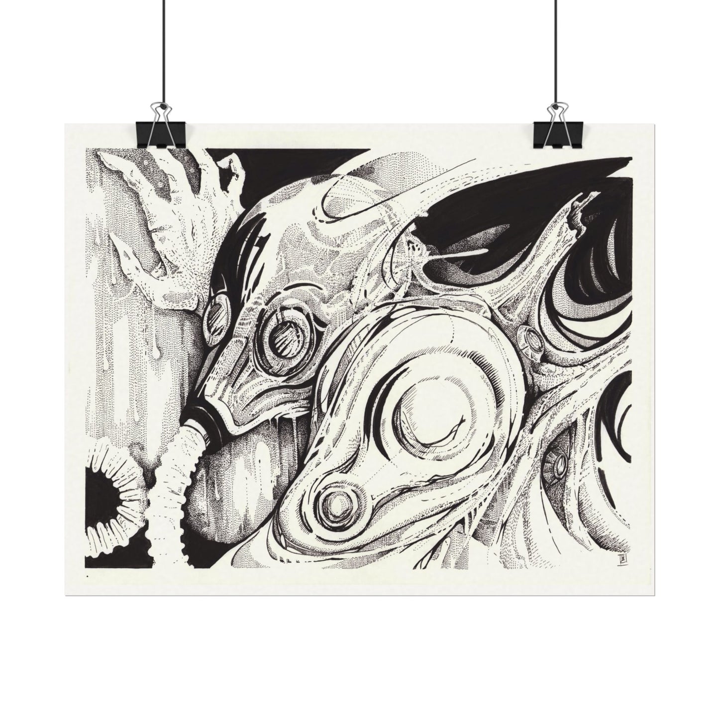 Covid Apparatrus Textured Watercolor Matte Poster Art Print, Abstract Decor, Modern Wall Art, Unique Gift, Home Aesthetic
