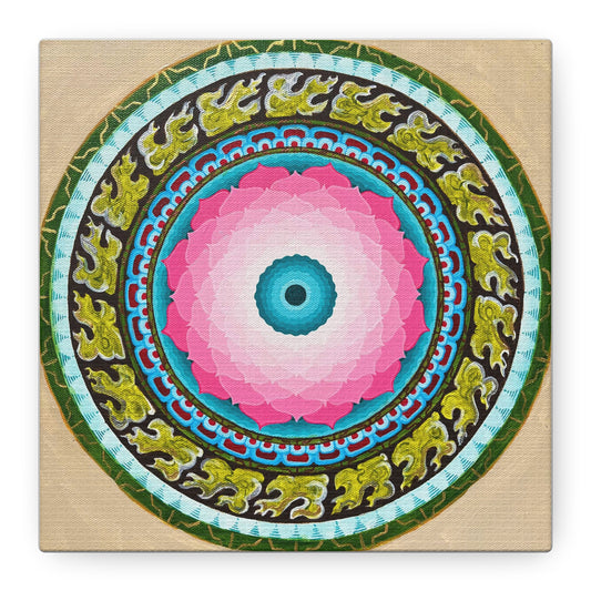 Lotus Mandala Canvas Art - 12" Stretched Wall Decor for Meditation Spaces