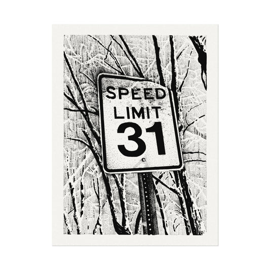 Speed Limit 31 Textured Watercolor Matte Poster - Modern Wall Art for Home Decor