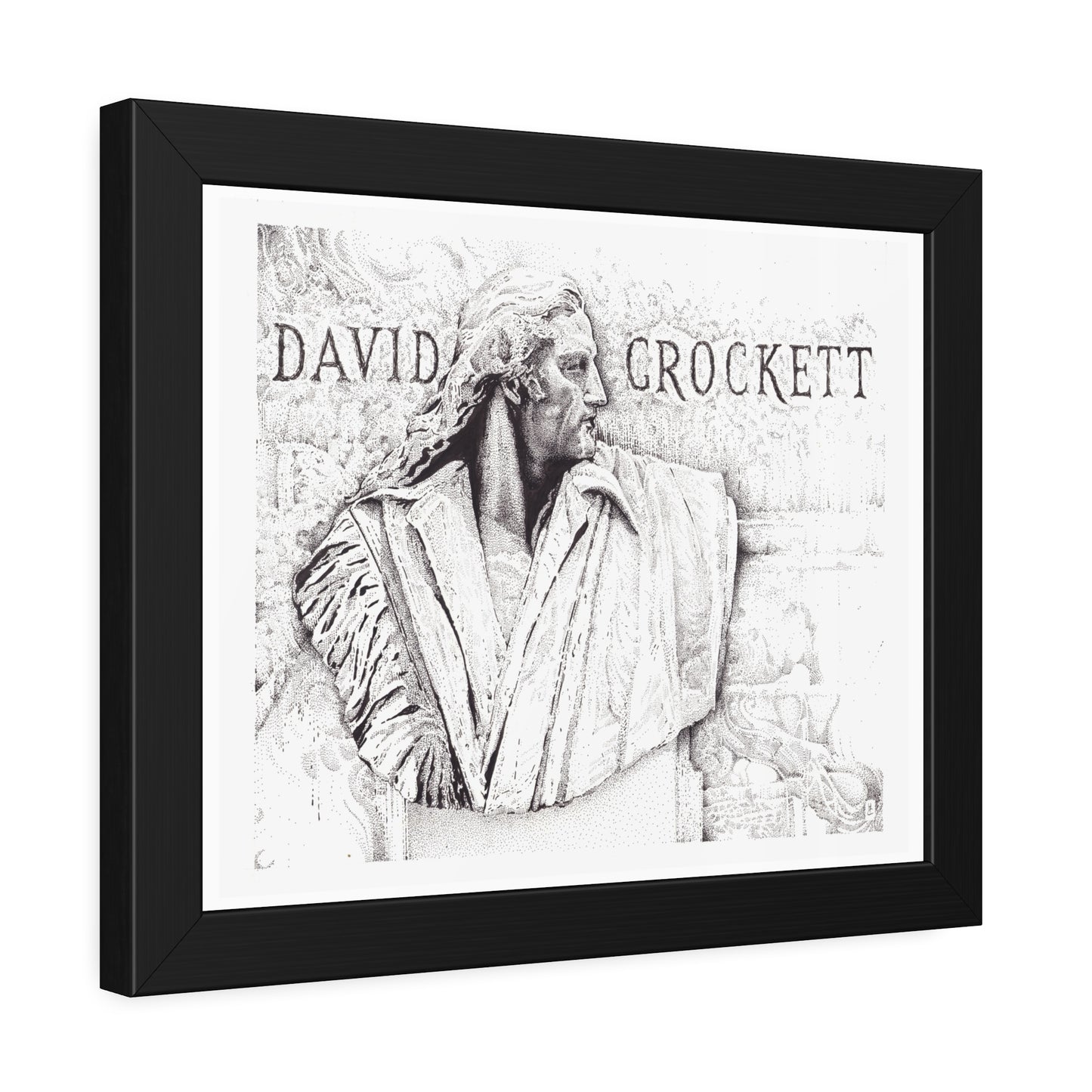 David Crockett Framed Wall Art - Vintage Home Decor - Historical Plaque Print