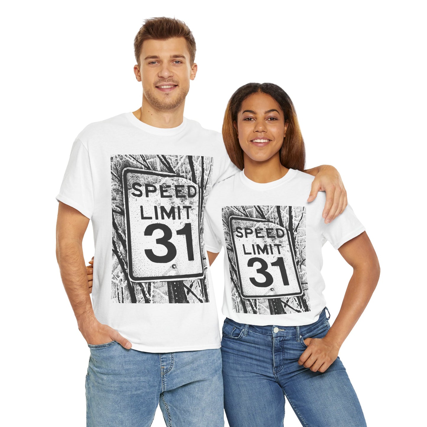 Retro Speed Limit Sign Unisex Heavy Cotton Tee
