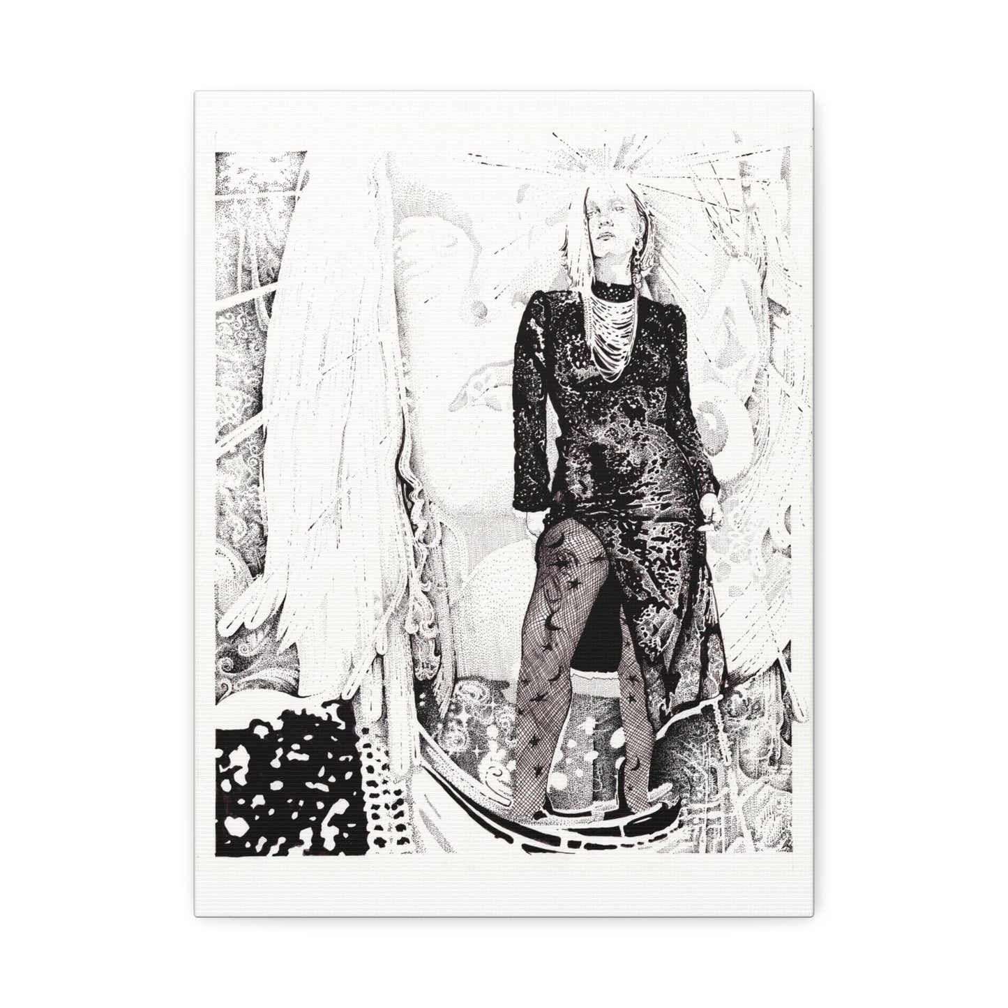 Noire Artistic Stretched Canvas Print, Modern Wall Decor, Black and White Artwork, Home Decor, Unique Gift Idea