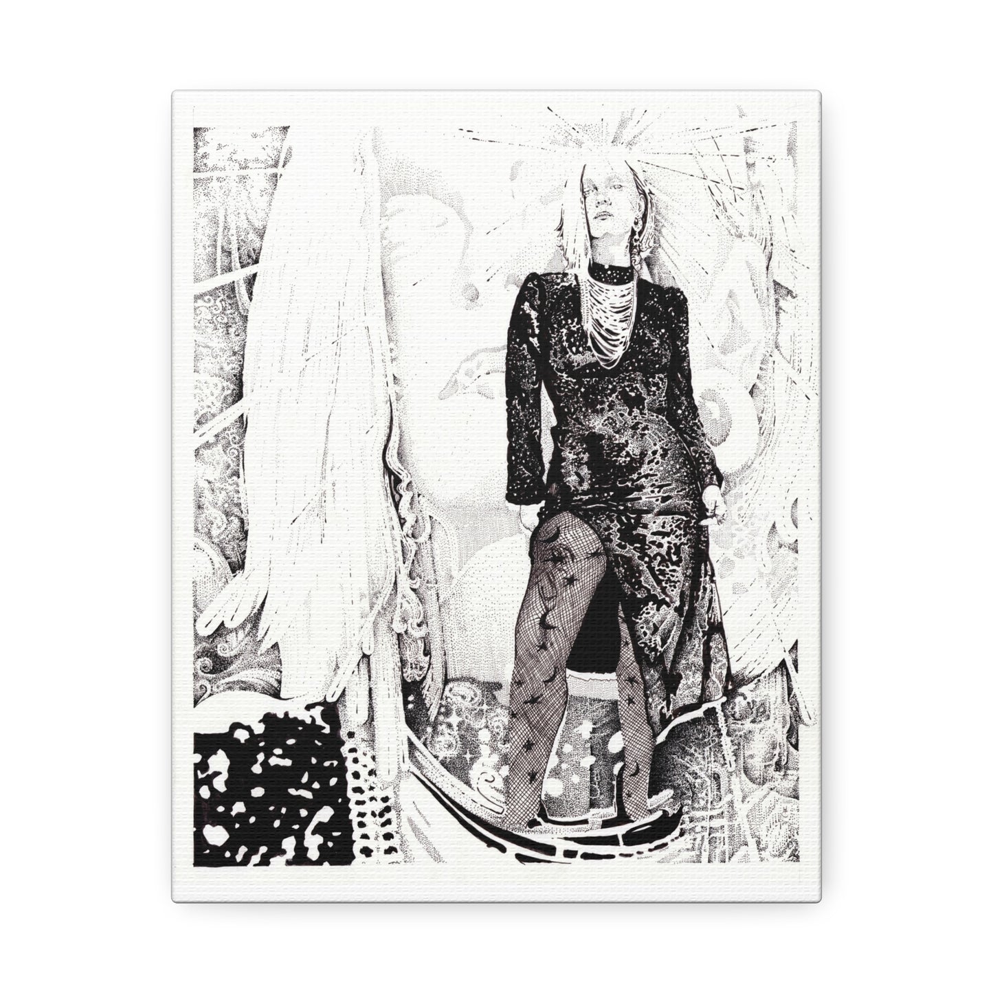 Noire Artistic Stretched Canvas Print, Modern Wall Decor, Black and White Artwork, Home Decor, Unique Gift Idea