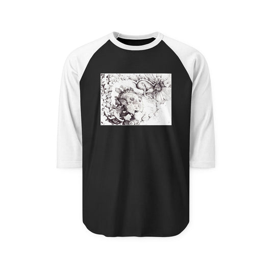 Moon Rabbit Unisex Raglan Shirt - Unique Black & White Design