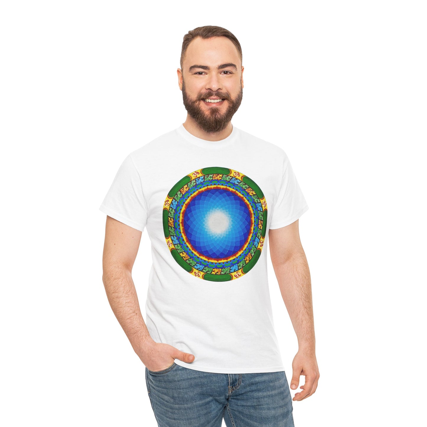 Meditation Om Mandala Unisex Heavy Cotton Tee - Peaceful Vibe for Yoga Lovers