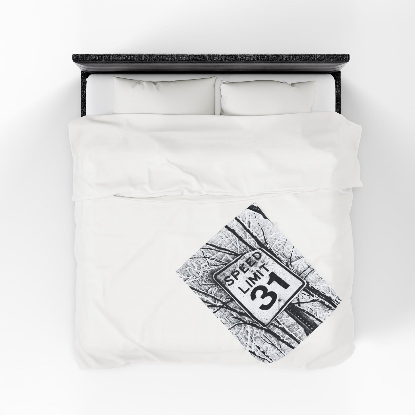 Speed Limit 31 Cozy Velveteen Plush Blanket with Speed Limit Design