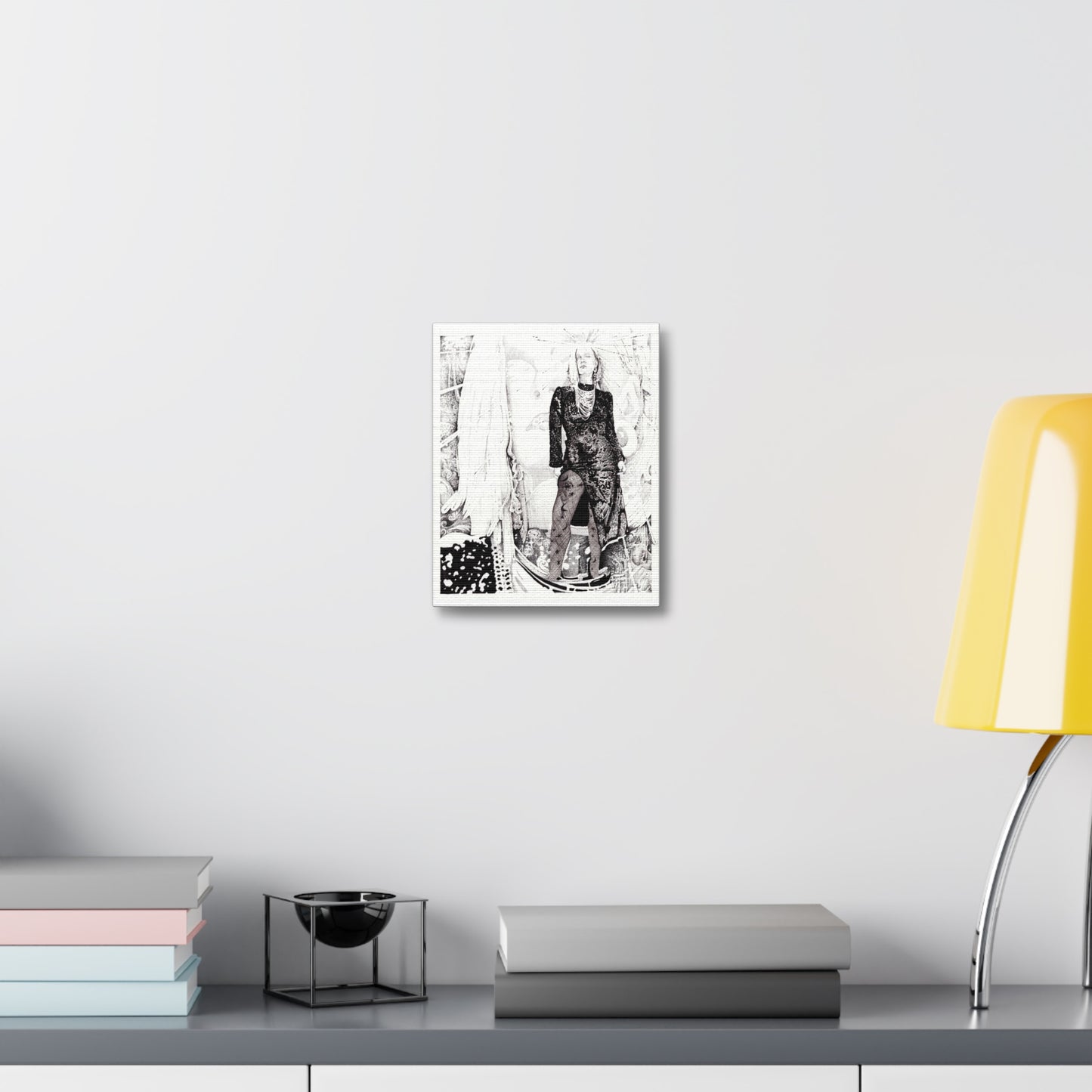 Noire Artistic Stretched Canvas Print, Modern Wall Decor, Black and White Artwork, Home Decor, Unique Gift Idea