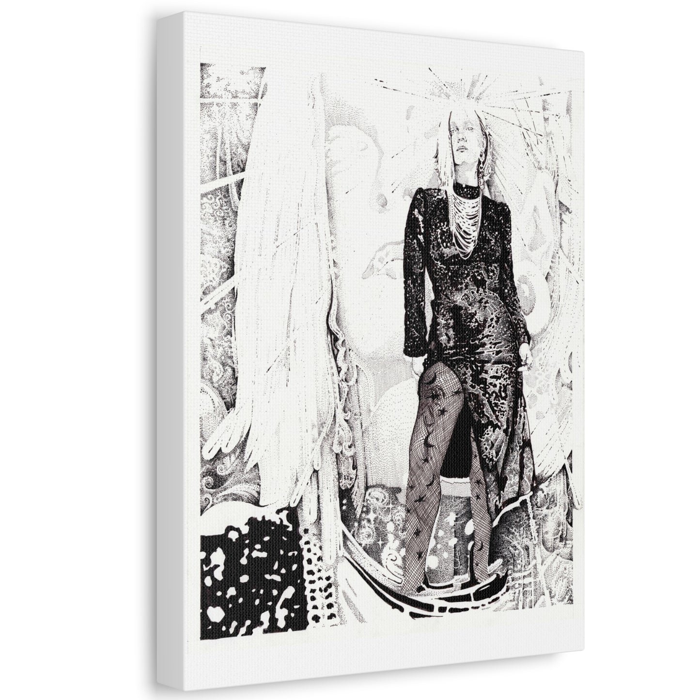 Noire Artistic Stretched Canvas Print, Modern Wall Decor, Black and White Artwork, Home Decor, Unique Gift Idea
