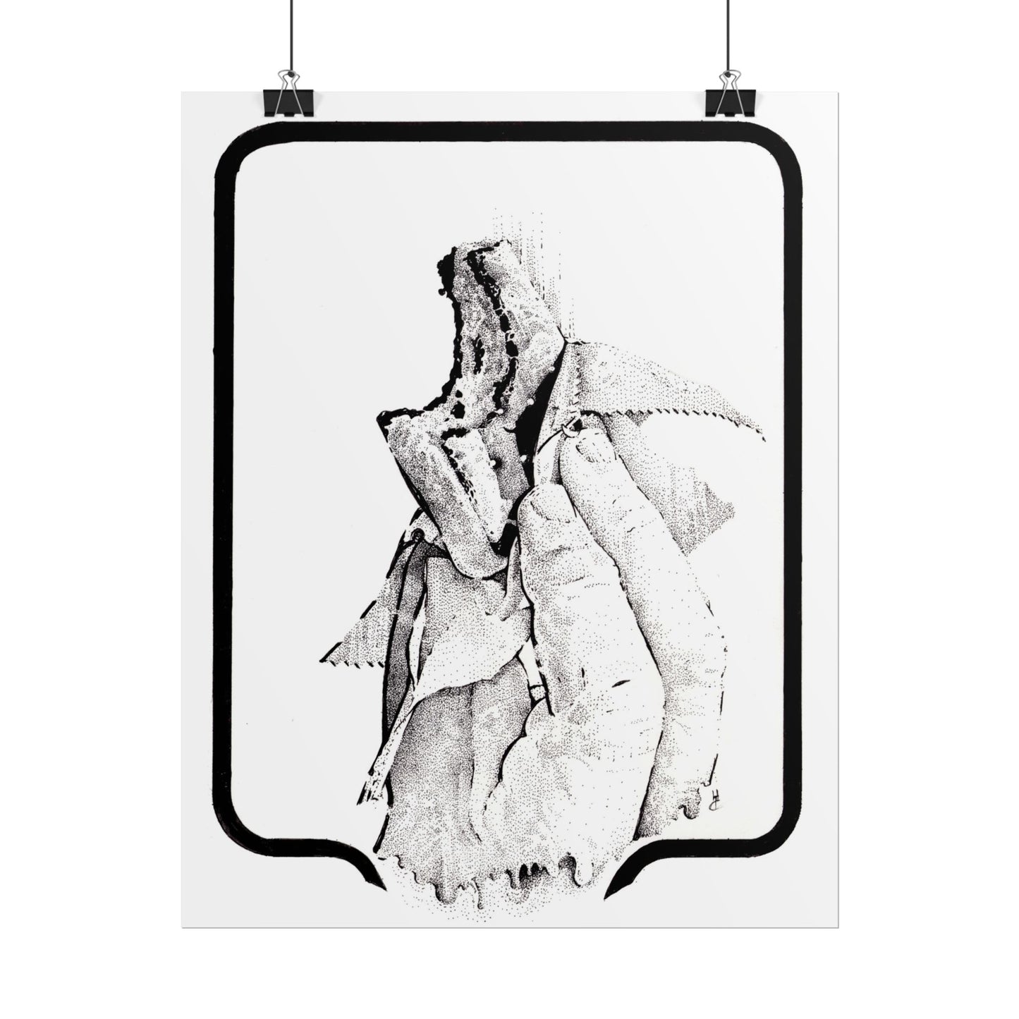 Artistic Rolled Poster - Hand Holding an Ice Cream Sandwich Illustration