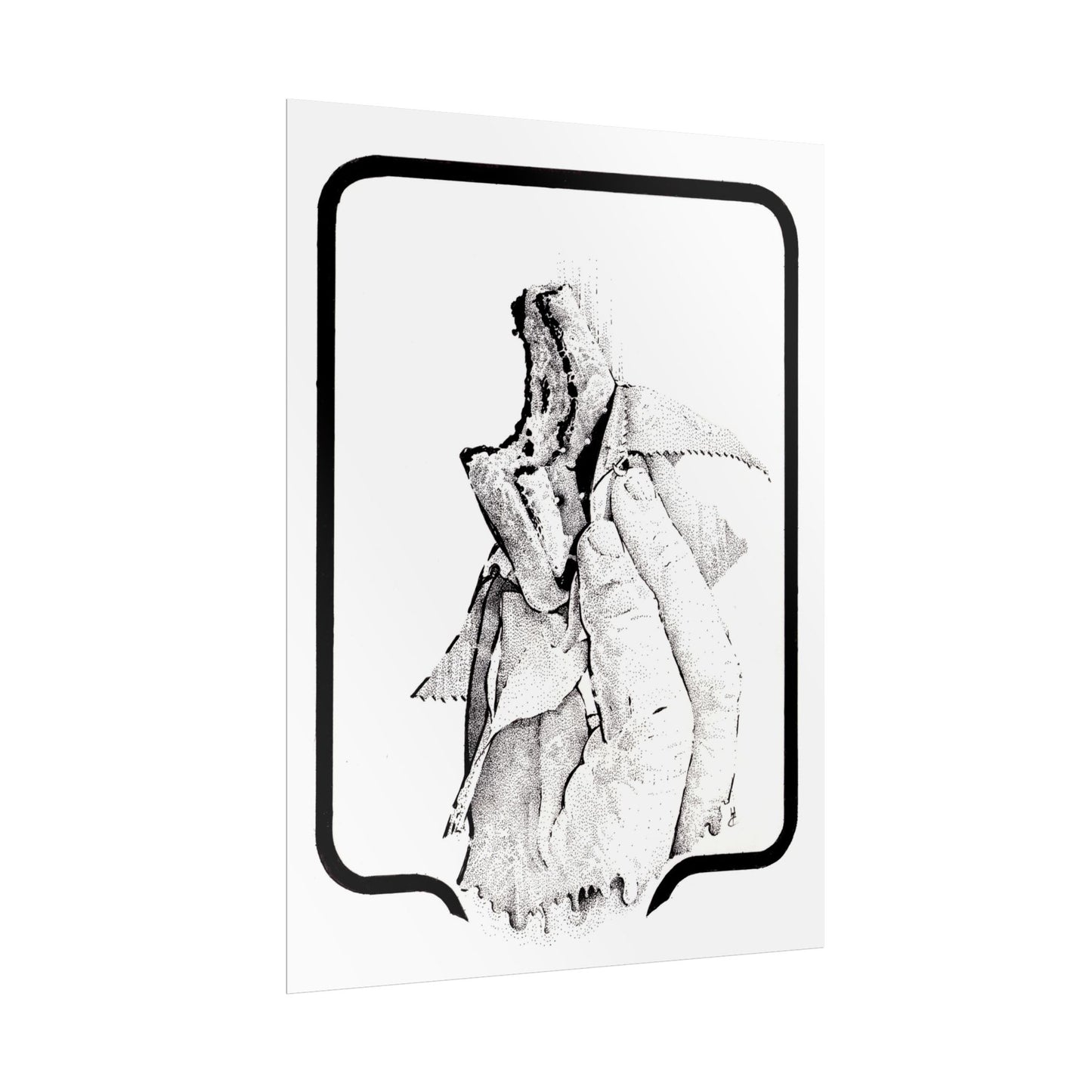 Artistic Rolled Poster - Hand Holding an Ice Cream Sandwich Illustration