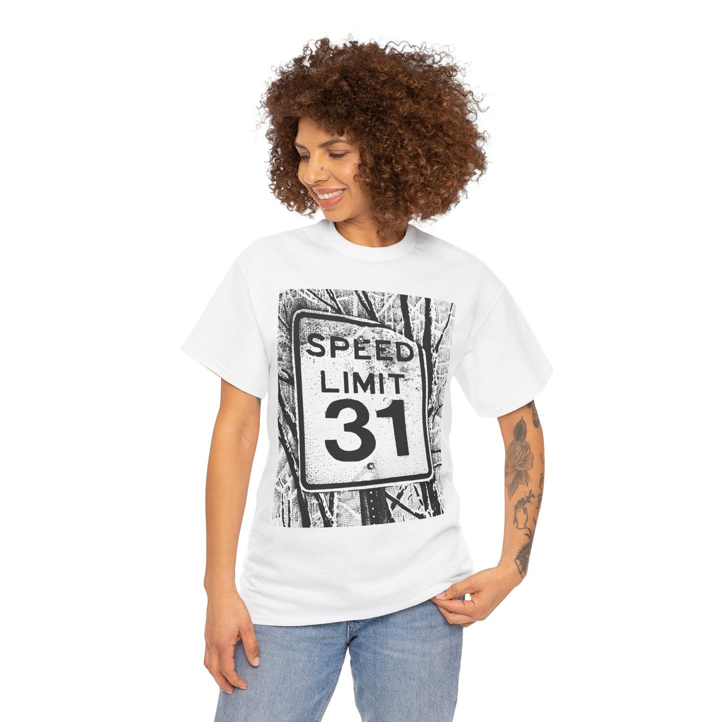 Retro Speed Limit Sign Unisex Heavy Cotton Tee