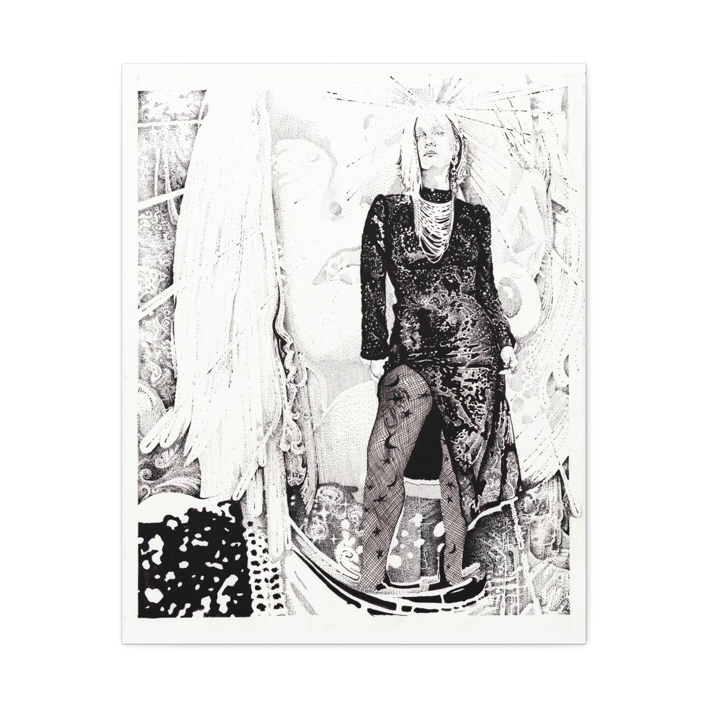 Noire Artistic Stretched Canvas Print, Modern Wall Decor, Black and White Artwork, Home Decor, Unique Gift Idea
