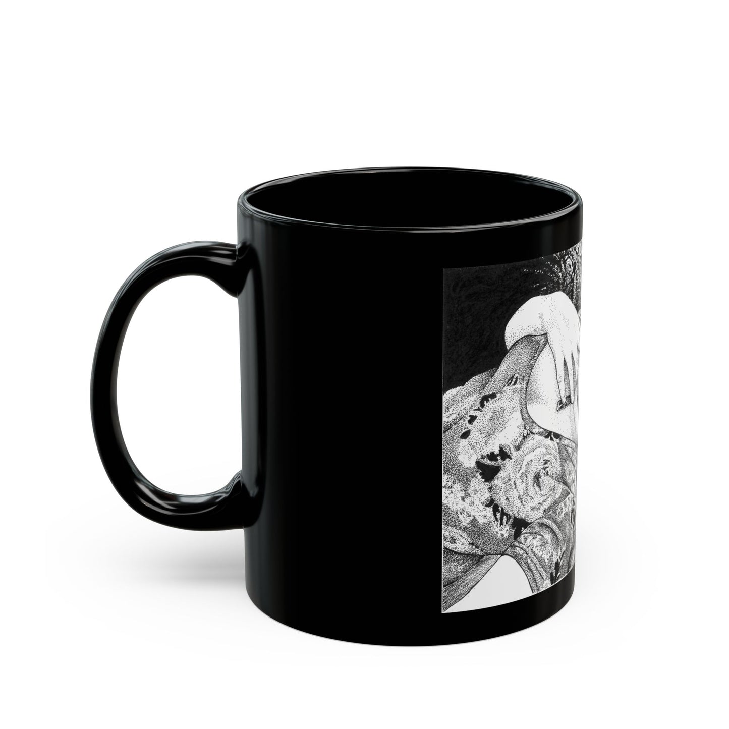 Noire Portrait Black Mug - Hand-Drawn Portrait, Unique Gift for Art Lovers, Home Decor, Coffee Lover's Essential, Creative Kitchenware