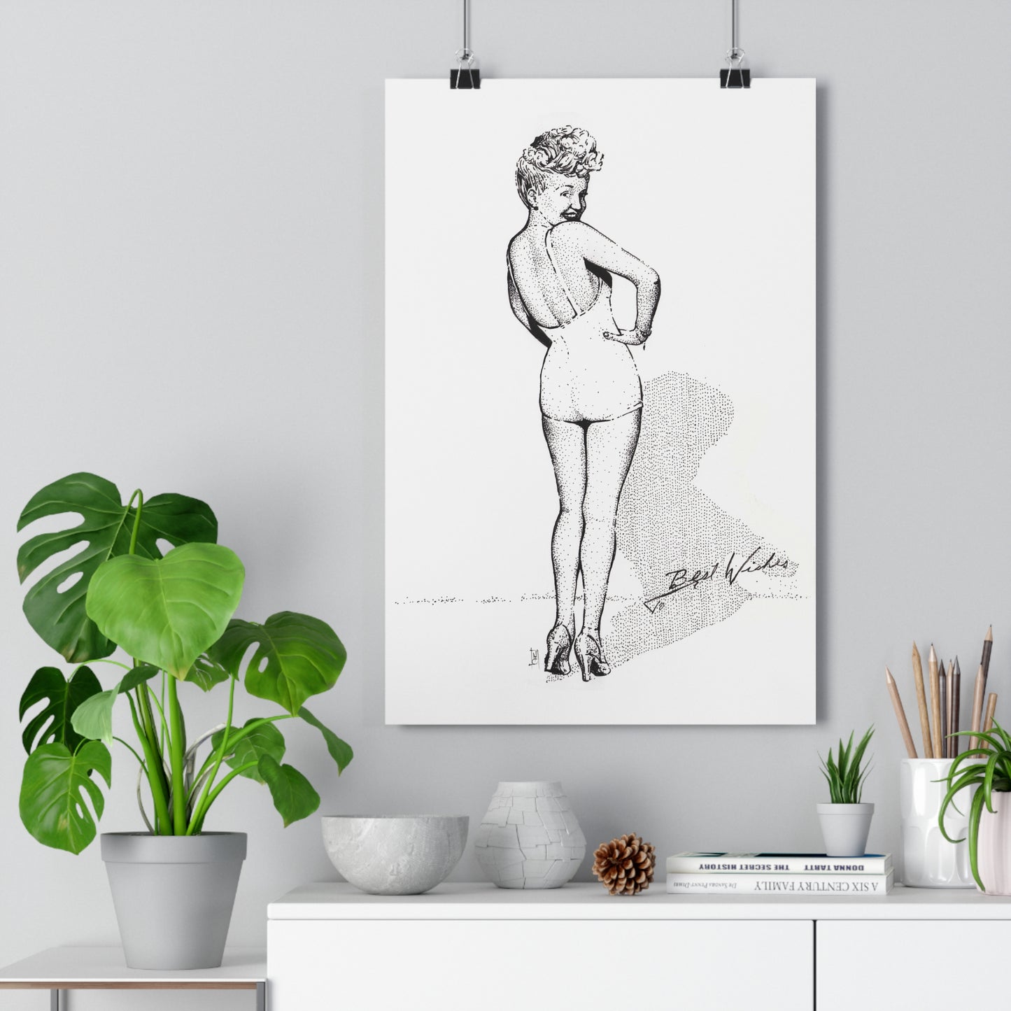 Betty Grable Vintage Boudoir Giclée Art Print, , Retro Wall Decor, Home Gallery, Gift for Her, Mid-Century Style, Unique Art Piece