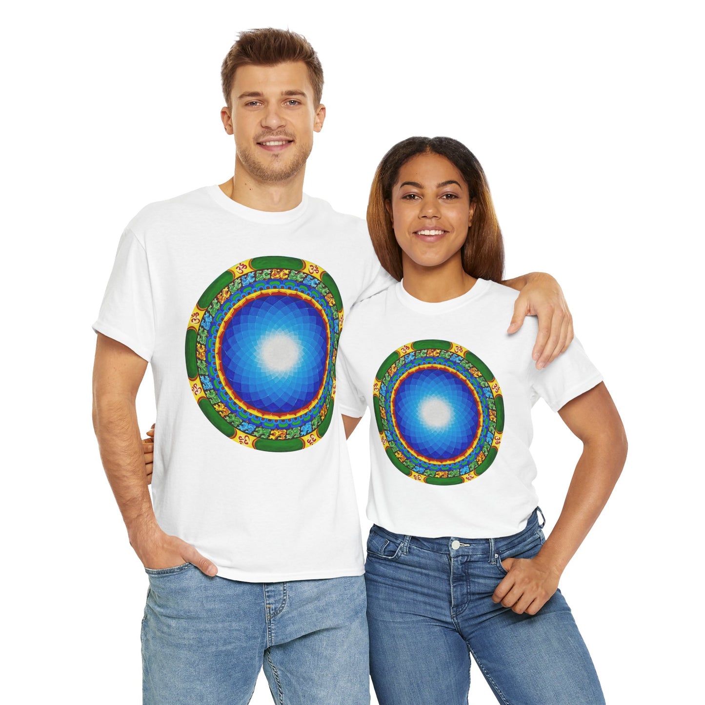 Meditation Om Mandala Unisex Heavy Cotton Tee - Peaceful Vibe for Yoga Lovers