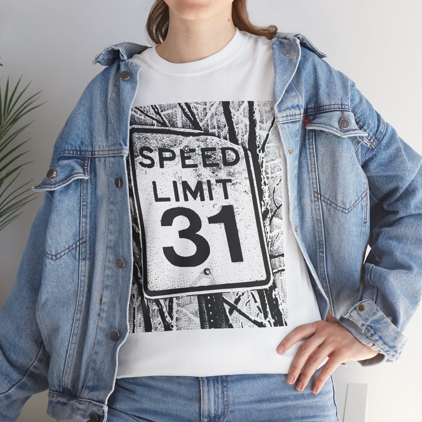 Retro Speed Limit Sign Unisex Heavy Cotton Tee