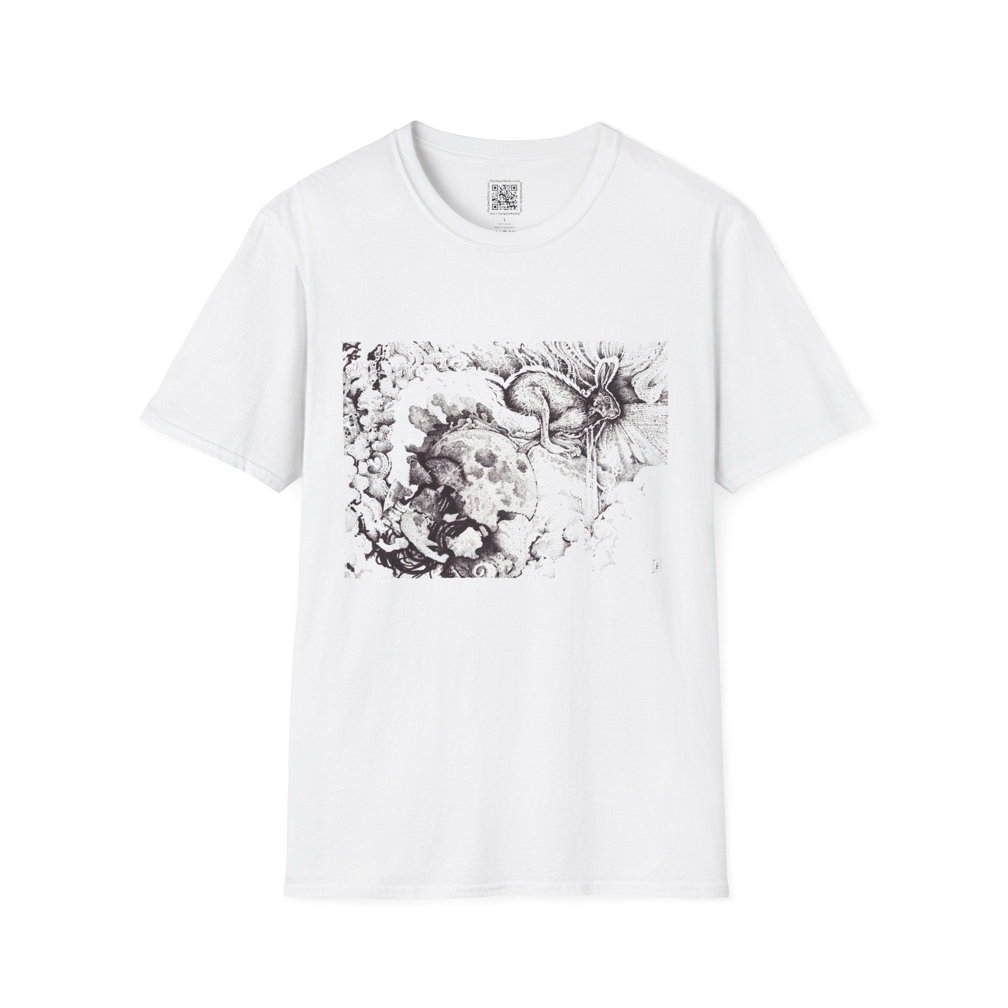 Moon Rabbit Unisex Softstyle T-Shirt - Celestial Design for