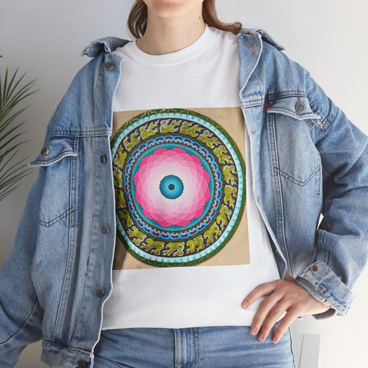 Lotus Mandala Design Unisex Heavy Cotton Tee – Vibrant & Relaxing Style for All Occasions