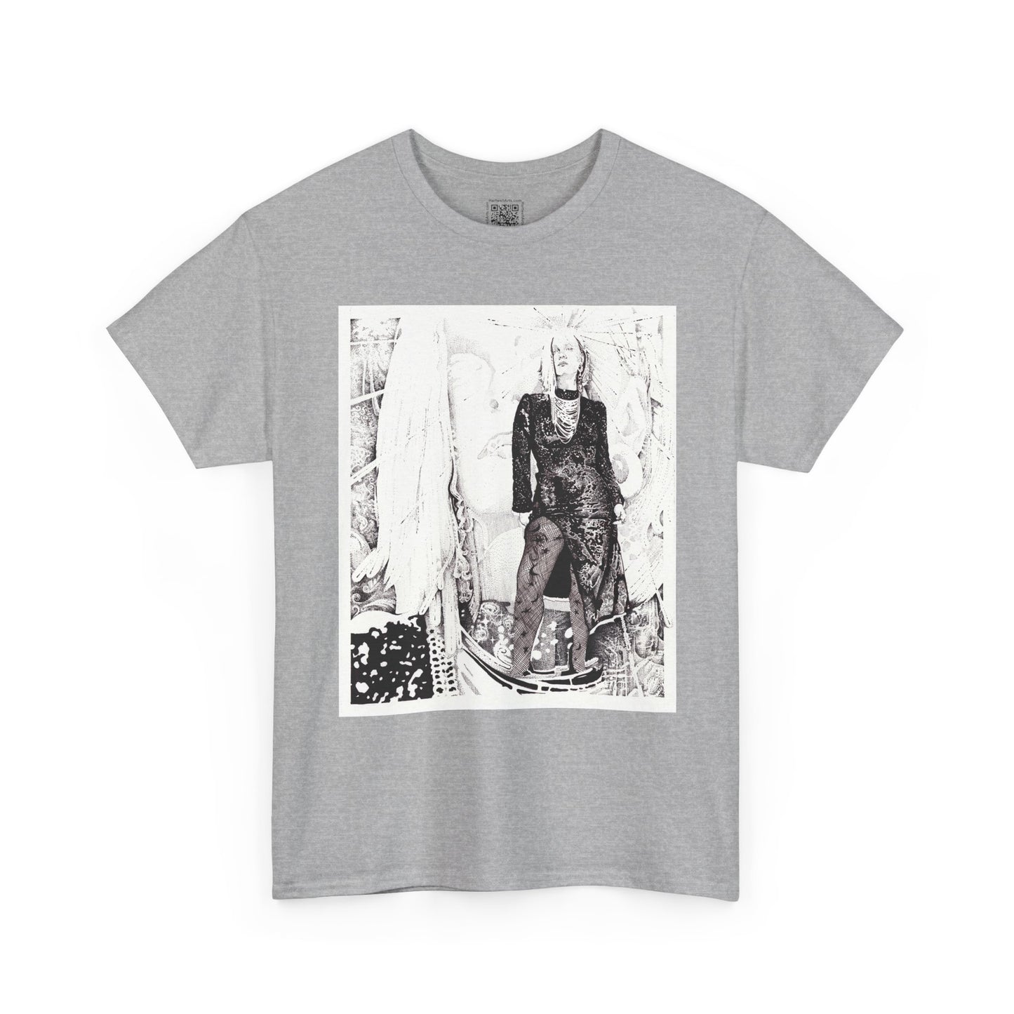 Noire Vintage-Inspired Unisex Heavy Cotton Tee, Soft Graphic Tee, Casual Wear, Artistic Statement Shirt, Gifts for Art Lovers