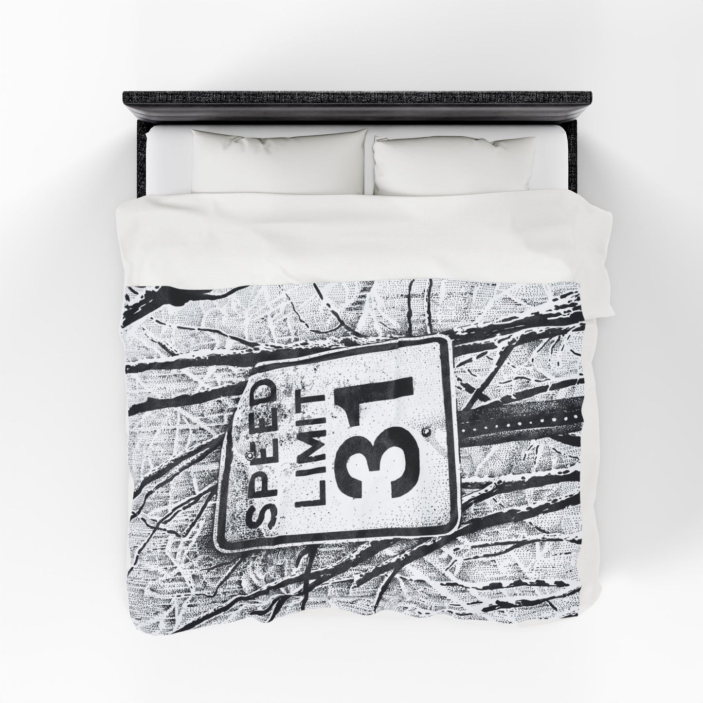 Speed Limit 31 Cozy Velveteen Plush Blanket with Speed Limit Design