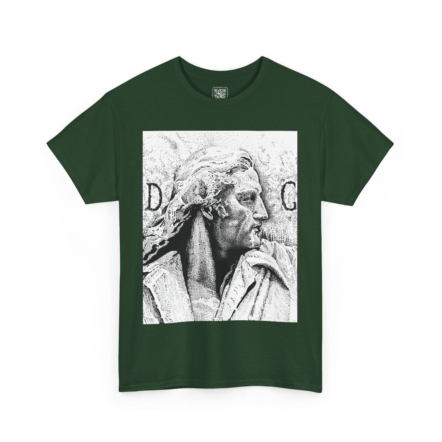 Artistic Unisex Heavy Cotton Tee - Vintage Marble Sculpture Design