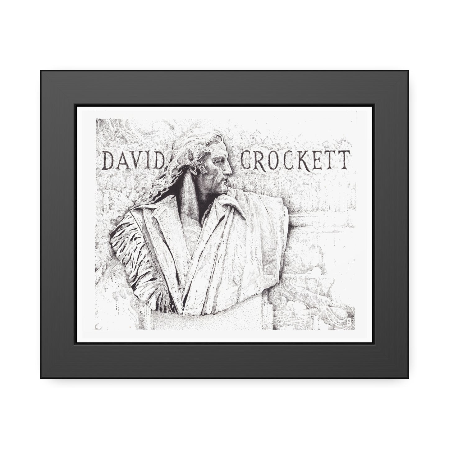 David Crockett Framed Wall Art - Vintage Home Decor - Historical Plaque Print