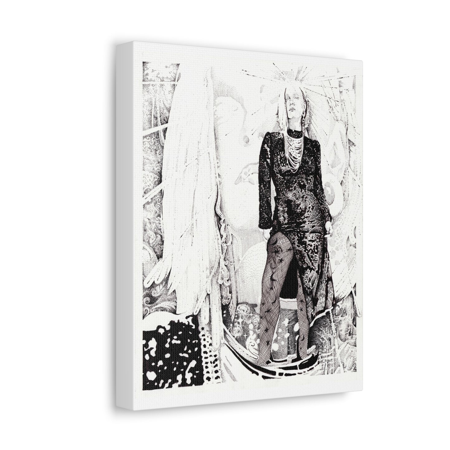 Noire Artistic Stretched Canvas Print, Modern Wall Decor, Black and White Artwork, Home Decor, Unique Gift Idea