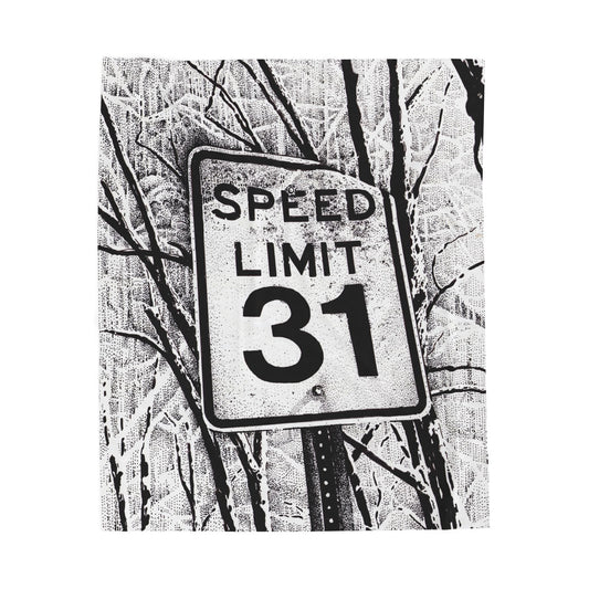 Speed Limit 31 Cozy Velveteen Plush Blanket with Speed Limit Design