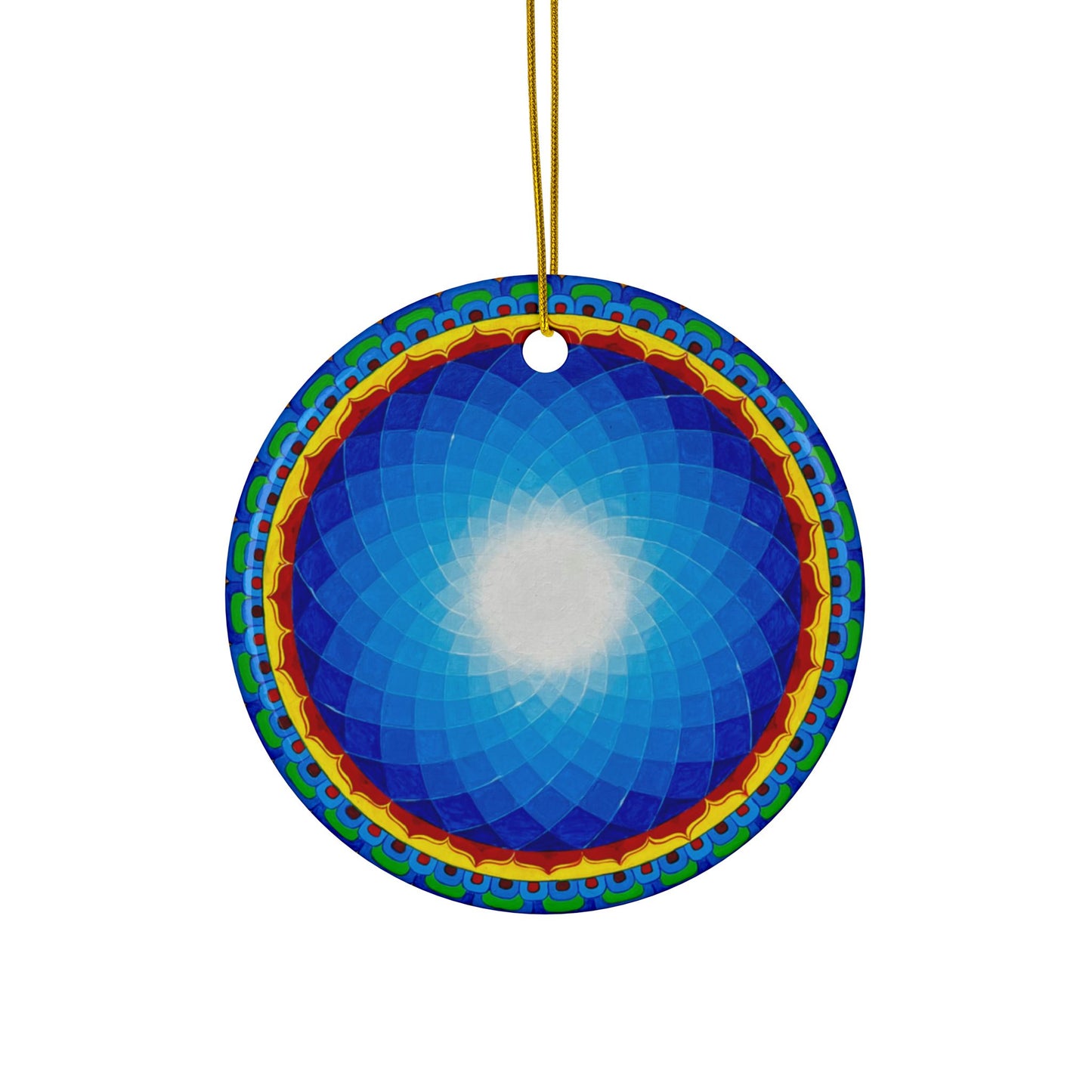 Om Mandala with Fire Ceramic Ornaments - 2-Sided Print, Perfect for Holiday Decor