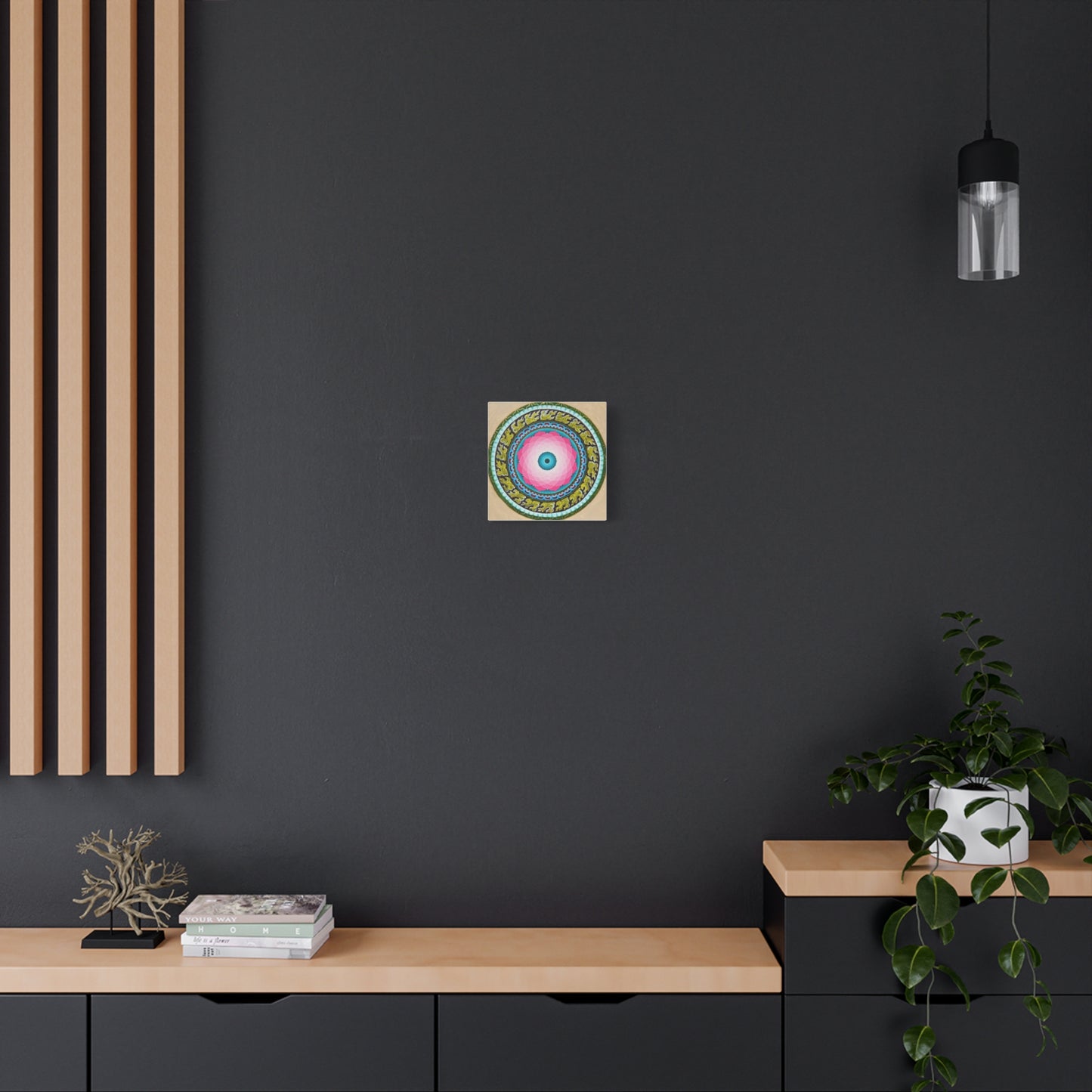 Lotus Mandala Canvas Art - 12" Stretched Wall Decor for Meditation Spaces