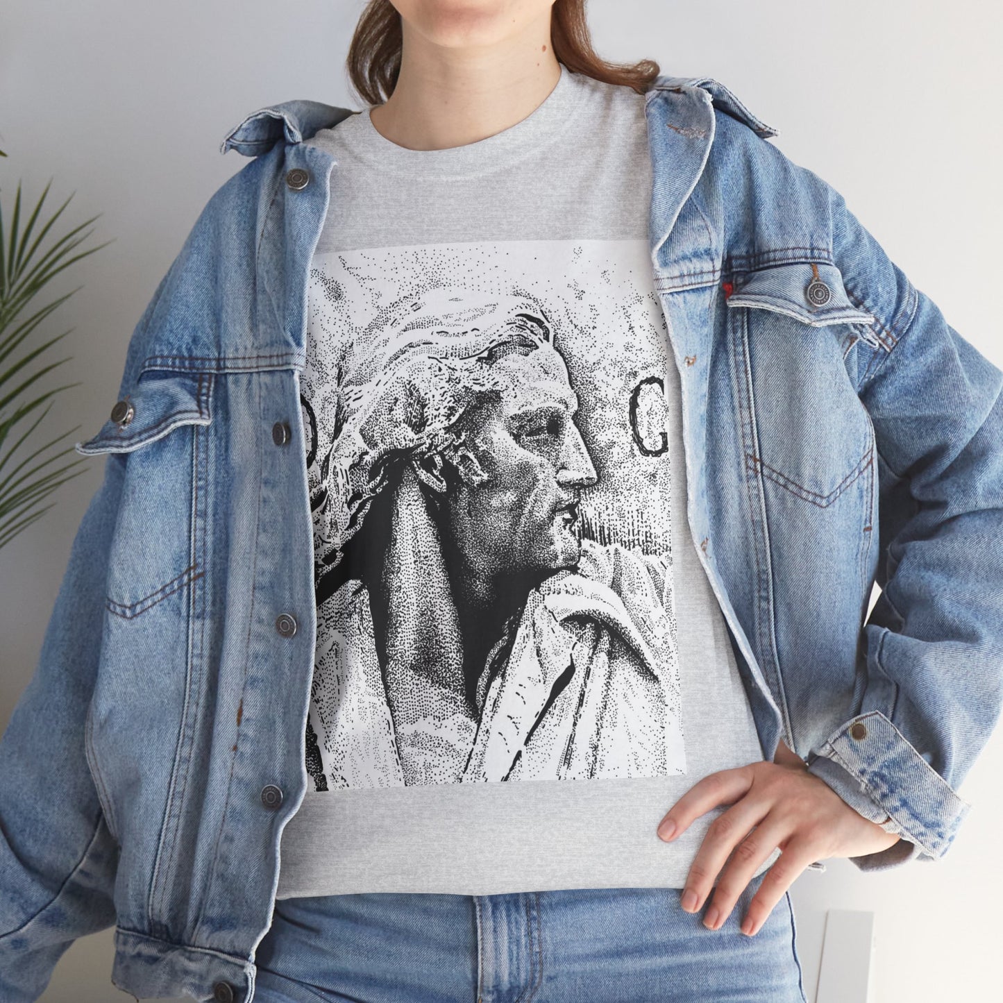 Artistic Unisex Heavy Cotton Tee - Vintage Marble Sculpture Design