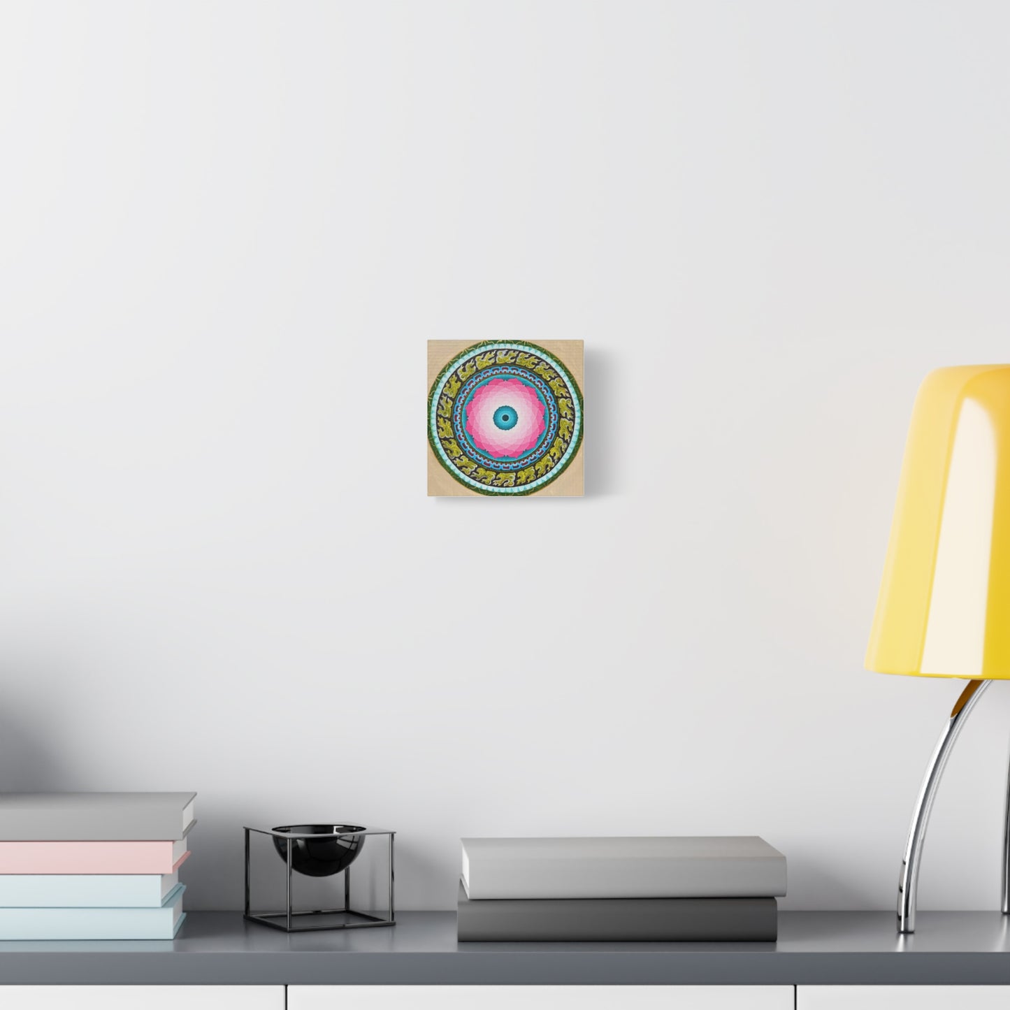 Lotus Mandala Canvas Art - 12" Stretched Wall Decor for Meditation Spaces